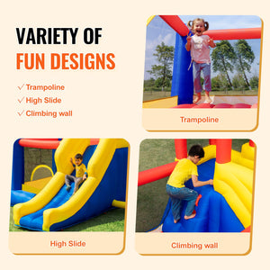 Inflatable Bounce House 3.4x2.6x2.3m | Outdoor Playhouse Trampoline with Blower, Slide & Storage Bag | Backyard Bouncy Castle for Kids 3-8 Years