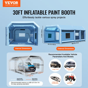 Inflatable Spray Booth | 29.5x15.7x11.8ft Paint Tent with Dual Blowers