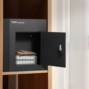 Through-Wall Drop Box | Heavy Duty Steel Mailbox with Combination Lock | 13"x7"x17" Black