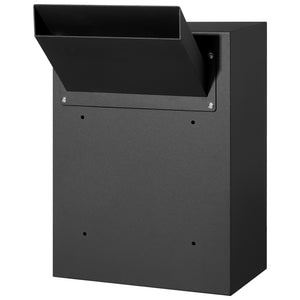 Through-Wall Drop Box | Heavy Duty Steel Mailbox with Combination Lock | 13"x7"x17" Black