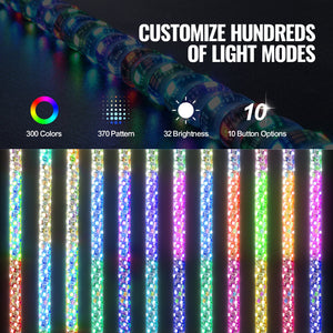 LED Whip Lights 2 Pack 5FT | APP & RF Remote Control | Waterproof RGB Chasing Whips with 4 Flags | For UTV, ATV, Off-Road & Trucks