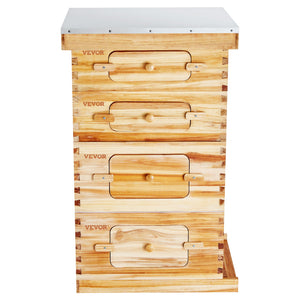 Bee Hive Starter Kit 40 Frame | Beeswax Coated Cedar Wood Langstroth Beehive | 2 Deep + 2 Medium Boxes with Transparent Windows | For Beginners & Pro Beekeepers