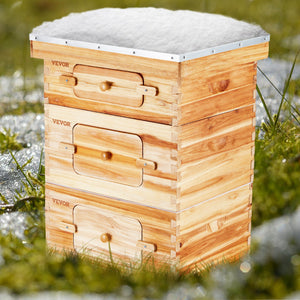 Bee Hive 30 Frame Starter Kit | Beeswax Coated Fir Wood Langstroth Beehive | 2 Deep + 1 Medium Boxes with Windows