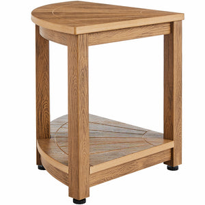 Corner Shower Bench 18.5 Inch Height | Faux Wood Grain Polystyrene | 159kg Capacity with Storage Shelf | Water Resistant for Bathroom, Living Room & Outdoor