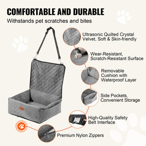Dog Car Seat | Booster Seat for Small/Medium Dogs up to 18.1kg | Grey
