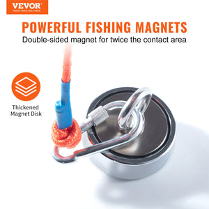Magnet Fishing Kit | 1200lb Double-Sided Magnet with Rope, Hook & Gloves | Waterproof Case Included
