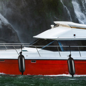 Boat Fenders 4 Pack | 6.5"x23" Inflatable Ribbed Bumpers with Pump