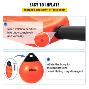 Marine Buoy Balls | 15" Inflatable PVC Mooring Markers | Heavy Duty Orange Boat Floats