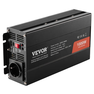 Pure Sine Wave Inverter 1000W | DC 12V to AC 230V | 2 AC, 2 USB, Type-C, Remote Control | CE/FCC Certified
