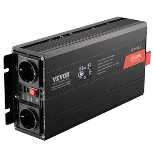 Pure Sine Wave Inverter 2000W | Power Inverter with 2 AC Outlets, 2 USB & 1 Type-C | LCD Display & Remote | CE FCC Certified