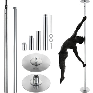 Professional Spinning & Static Dancing Pole | 45mm Stainless Steel | Height Adjustable & Removable | Fitness Exercise Pole for Home, Gym & Club | Silver