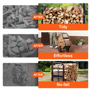 Firewood Log Cart | 250 lbs Capacity | PU Wheels | Wood Mover Dolly