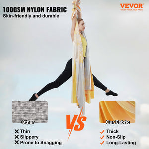 Aerial Yoga Hammock 5m Gold | Antigravity Yoga Swing Kit with Nylon Fabric & Rigging Hardware | For All Levels Fitness & Bodybuilding