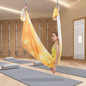 Aerial Yoga Hammock 5m Gold | Antigravity Yoga Swing Kit with Nylon Fabric & Rigging Hardware | For All Levels Fitness & Bodybuilding