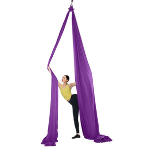 Aerial Silk & Yoga Swing 8m Purple | Antigravity Hammock Kit with Nylon Fabric & Rigging Hardware | Suitable for All Levels Fitness & Bodybuilding