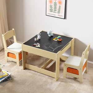 Kids Table & Chair Set | Wooden Activity Table with Storage Boxes