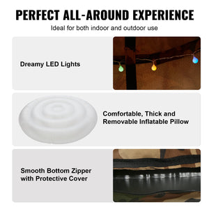 Hanging Tree Tent Swing | 330lbs Capacity Indoor/Outdoor Pod with LED Lights, Inflatable Base & Ceiling Mount | Sensory Hammock for Kids & Adults