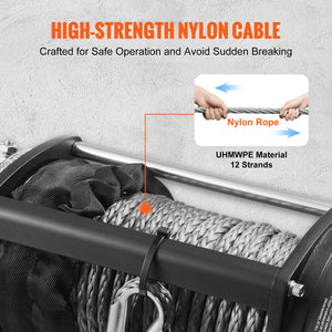 Electric Winch 4536kg | Nylon Rope 8.9mm x 25.9m | Wireless Remote & Hawse Fairlead