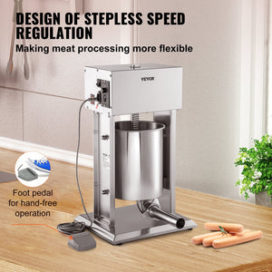 Electric Sausage Stuffer | 10L Variable Speed Stainless Steel Maker
