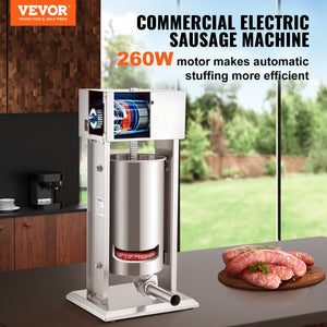 Electric Sausage Stuffer 15L | Variable Speed Stainless Steel Meat Stuffer | For Home & Commercial Use