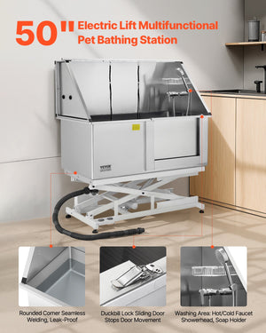 Dog Grooming Bath Tub | 127cm Electric Stainless Steel with Filter