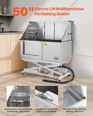 Dog Grooming Tub | 127cm Electric Stainless Steel with Filter | Left Entry