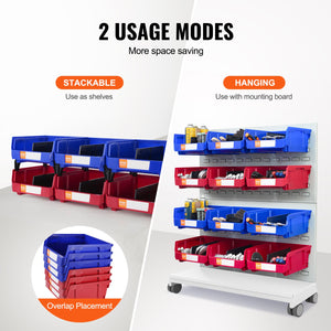 Plastic Storage Bins 6 Pack | 276x279x128mm | Stackable Blue/Red Containers