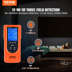 3-in-1 EMF Meter 5Hz-3.5GHz | Handheld Rechargeable Radiation Detector | LCD Display for EF, MF & RF Testing | Paranormal & Home Inspections
