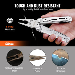 16-in-1 Multi-Tool Pliers | Folding Pocket Tool with Knife, Scissors, Saw, Screwdrivers & Sheath | Camping, Survival, Hiking