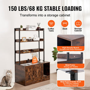 Cat Litter Box Enclosure | Wooden Furniture with 3 Storage Shelves