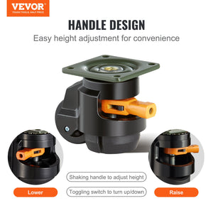 Leveling Casters 4 Pack | 500kg Load | Adjustable Swivel with Feet