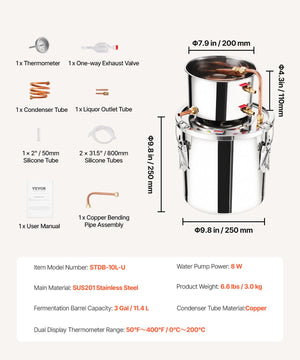 Moonshine Still | 3 Gal Stainless Steel Water & Alcohol Distiller Kit