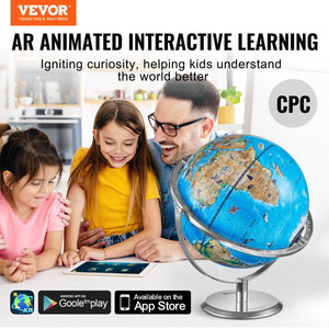 Educational AR Globe | 254mm Interactive World Globe with LED Light & Mobile App