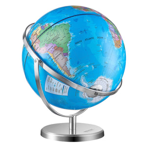 Rotating World Globe with Stand 330.2mm | Educational Geographic Globe with Time Zone Display
