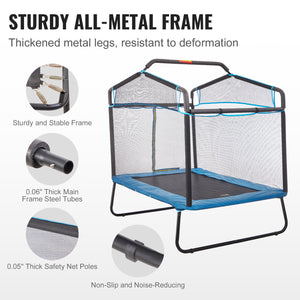 Kids Trampoline | 6ft Toddler Mini Trampoline with Net, Hammock & Gym Bar | Indoor/Outdoor Birthday Gift for Kids 3+