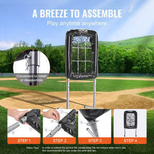 Baseball Softball Pitching Net 9 Hole | 21"x29" Training Net with Strike Zones