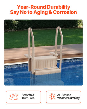 Pool Ladder | 3-Step Taupe Robust Design | Dual Handrails for 91–122cm Pools