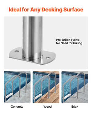 Stainless Steel Pool Ladder | 3-Step with 2 Handrails | 1219–1371mm Pools