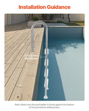Pool Ladder | 4-Step Stainless Steel with Dual Handrails for Decked Pools