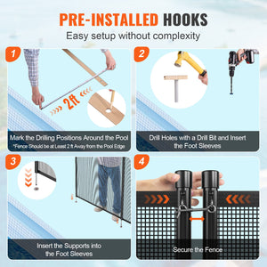 Pool Safety Fence 4'x12' | Removable Child & Pet Barrier with DIY Installation