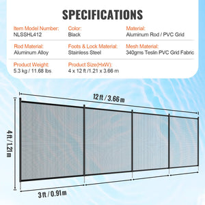 Pool Safety Fence 4'x12' | Removable Child & Pet Barrier with DIY Installation