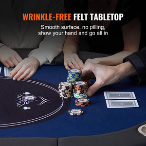 Foldable Poker Table 183cm | 8 Player Texas Hold’em & Blackjack Table | Padded Rails, Cup Holders & Folding Legs | Blue