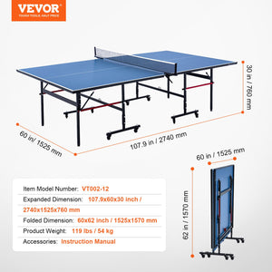 Ping Pong Table | Foldable Indoor Tennis Table with Clamp Net