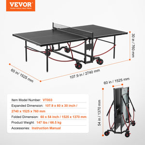 Ping Pong Table | Foldable Indoor/Outdoor Tennis Table with Net