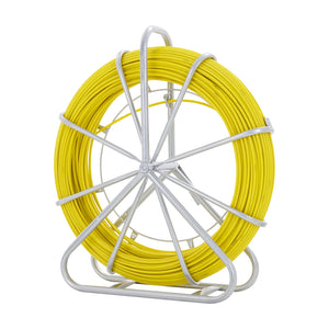 Fibreglass Fish Tape 150m x 7.9mm | Duct Rodder Wire Puller with Steel Reel Stand & 3 Pulling Heads | Non-Conductive Cable Running Tool for Conduit & Walls