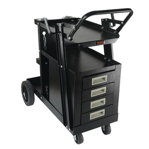 Welding Cart 2-Tier | 4 Drawer MIG Welder Cart | 265lbs Capacity | Swivel Wheels & Tank Storage with Chains