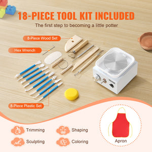 Mini Pottery Wheel | 0–320RPM Electric Ceramic Machine | White