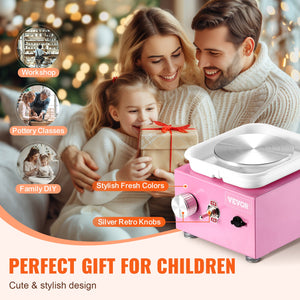 Mini Pottery Wheel | Electric Ceramic Wheel Machine | 0–320RPM | Pink