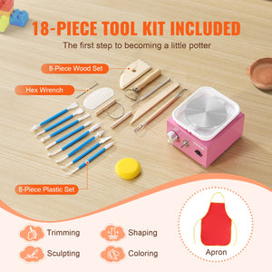 Mini Pottery Wheel | Electric Ceramic Wheel Machine | 0–320RPM | Pink