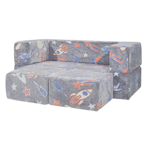 Modular Kids Play Couch | 4-Piece Glow-in-the-Dark Toddler Sofa | Grey